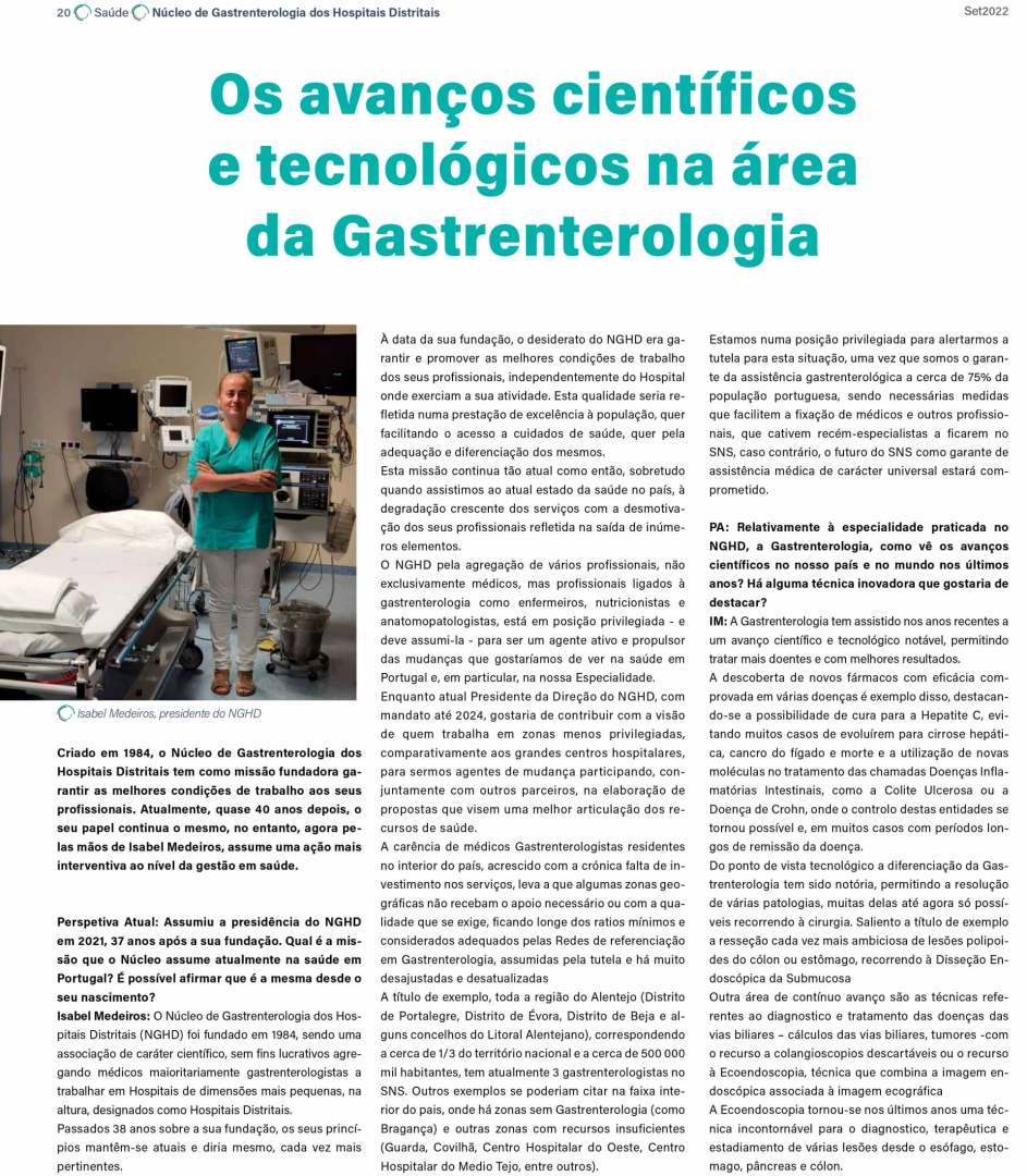 Entrevista dada pela Presidente do NGHD